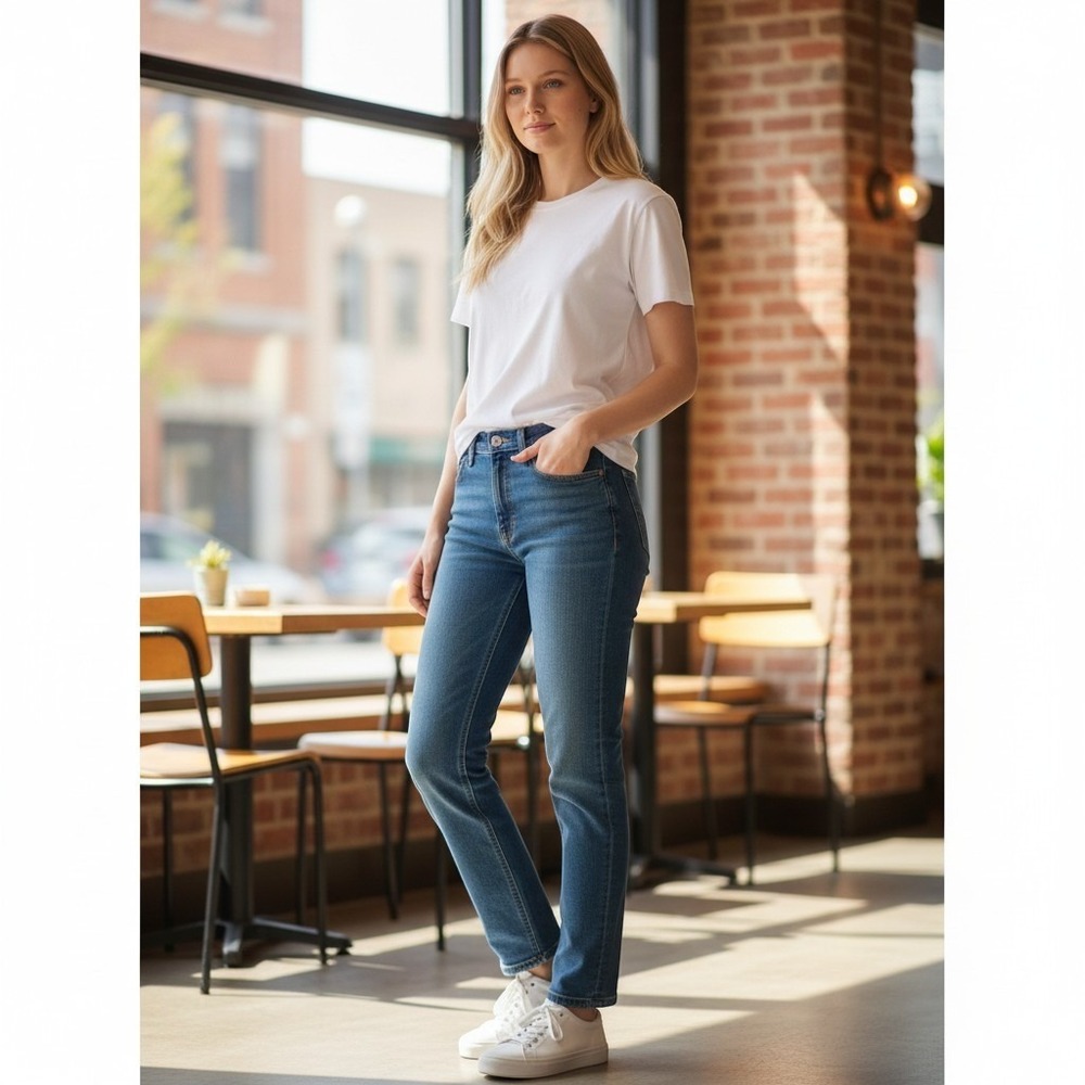 Levi's 502 Jeans 33 x 34  Medium Wash Blue Excellent Leg Denim